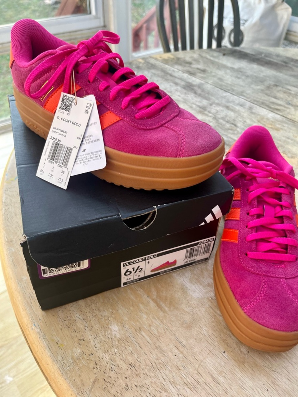 Adidas VL Court Bold Pink Suede Platform Sneakers NWT